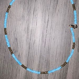 Blue and Gold Beaded Choker